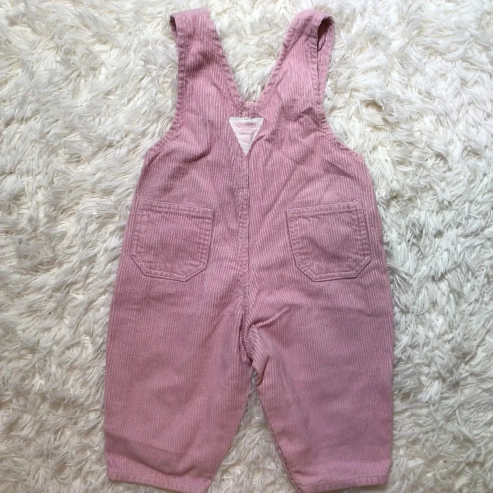 Vintage Vestbak Oshkosh B’gosh Corduroy Overalls Bib Pink Girl 12 Months 80s 90s - Picture 5 of 7